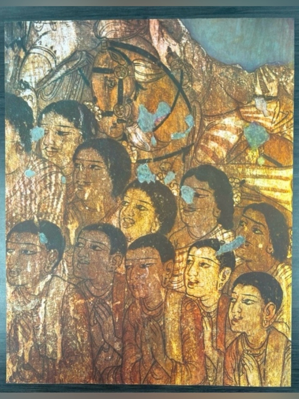 Monks Sermon Original Antique Vintage Fine Art INDIA Print Poster Ajanta Caves